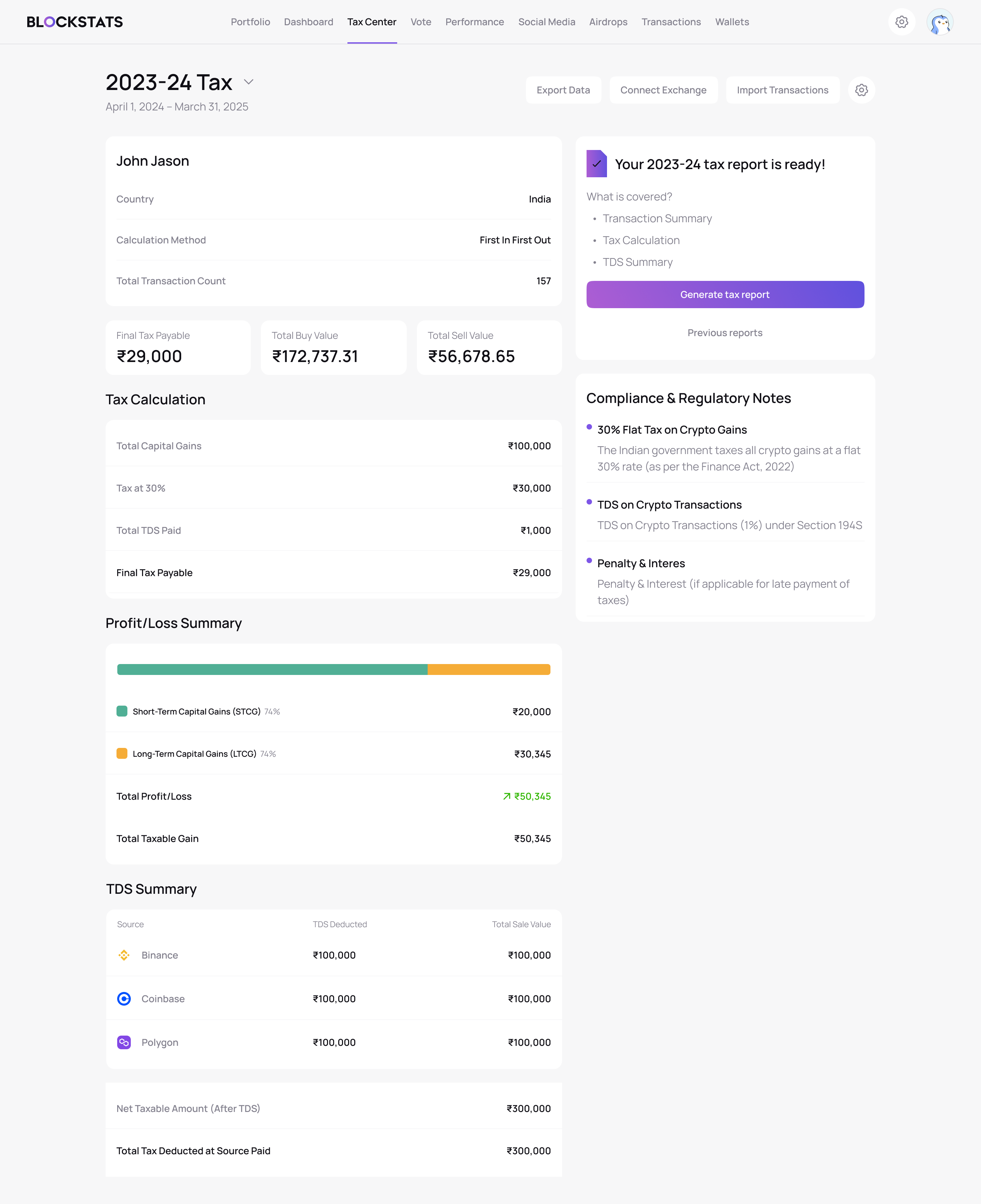 Tax Report preview